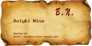 Bolyki Nina névjegykártya